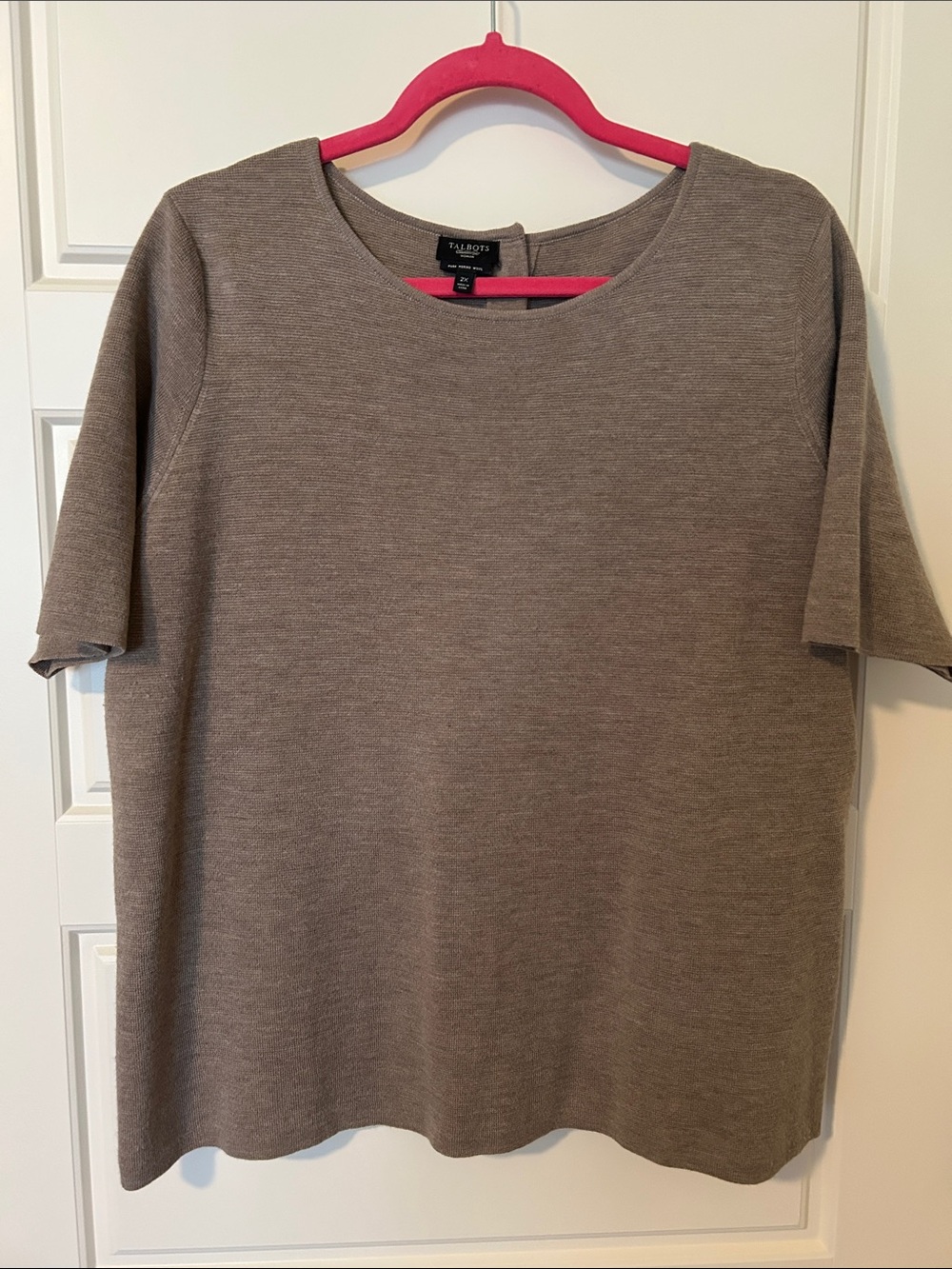 Talbots Taupe Crewneck Short-Sleeve Knit Top